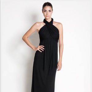 Dote Black Maternity Nursing Halter Maxi Dress